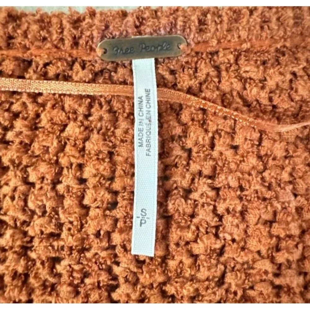 Free People Coco V Neck Twist Sweater S Rust Terracotta Boho Chunky Cozy Knit